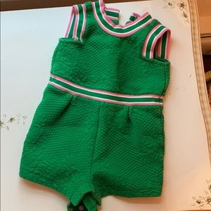 Janie + Jack pink and green quilted romper